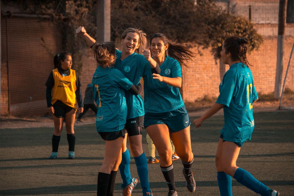Women's soccer team celebrates a win during a game in Córdoba, Argentina.